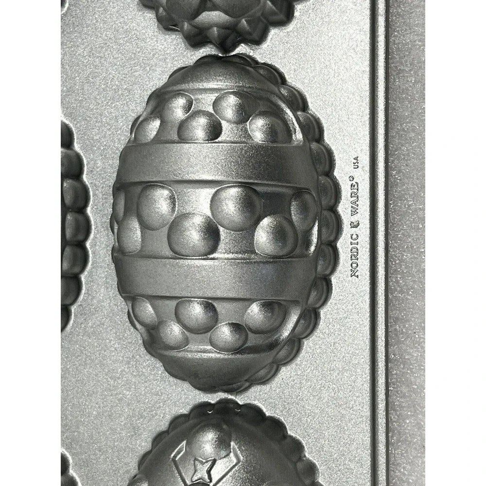 Nordic Ware Easter Egg Baking Mold 9 Muffin Mini Cake Cast Aluminum Pan USA